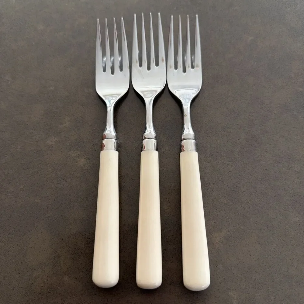 Set Of 3 Stanley Roberts Spectrum Ivory Stainless SALAD FORKS 6 3/4